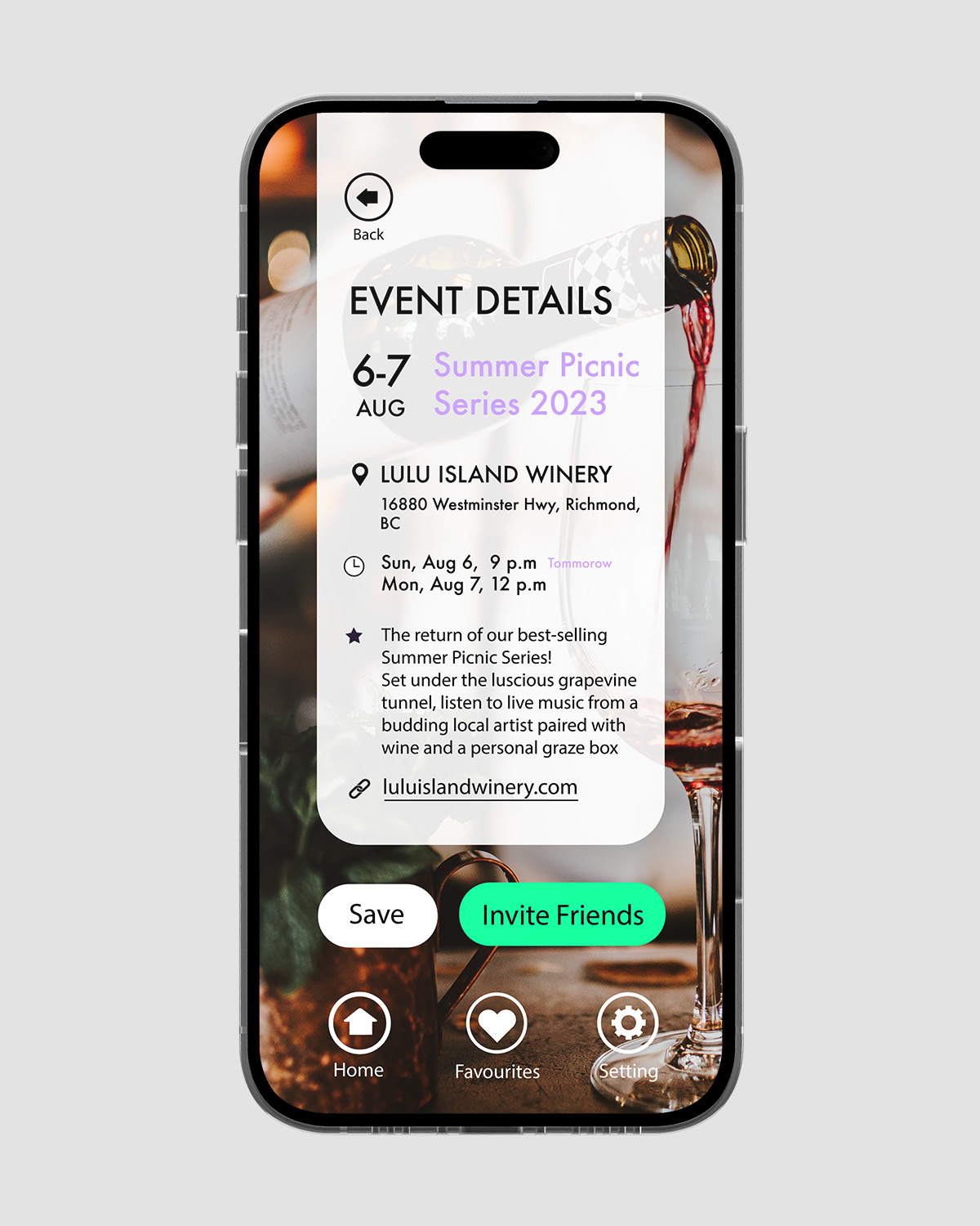 see events screen